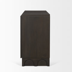 Wagner Dark Brown Wood with Arched Design Accent Cabinet - Ornate Home