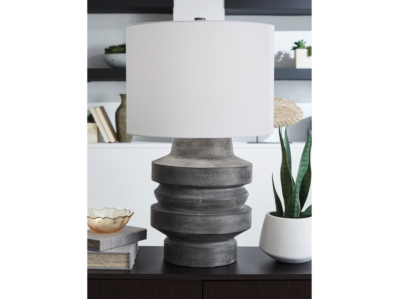 Wahida Distressed Black Poly Table Lamp (Online Special Price) - Ornate Home