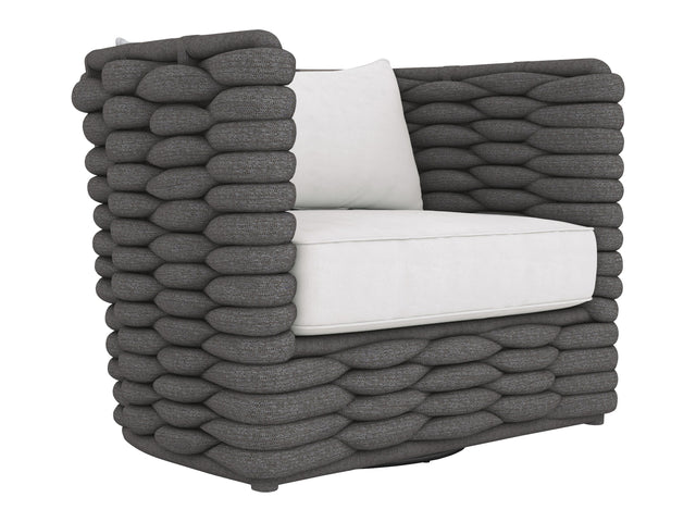 Wailea Cadet Grey/White/Cream Outdoor Swivel Chair - Ornate Home