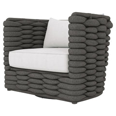 Wailea Cadet Grey/White/Cream Outdoor Swivel Chair - Ornate Home