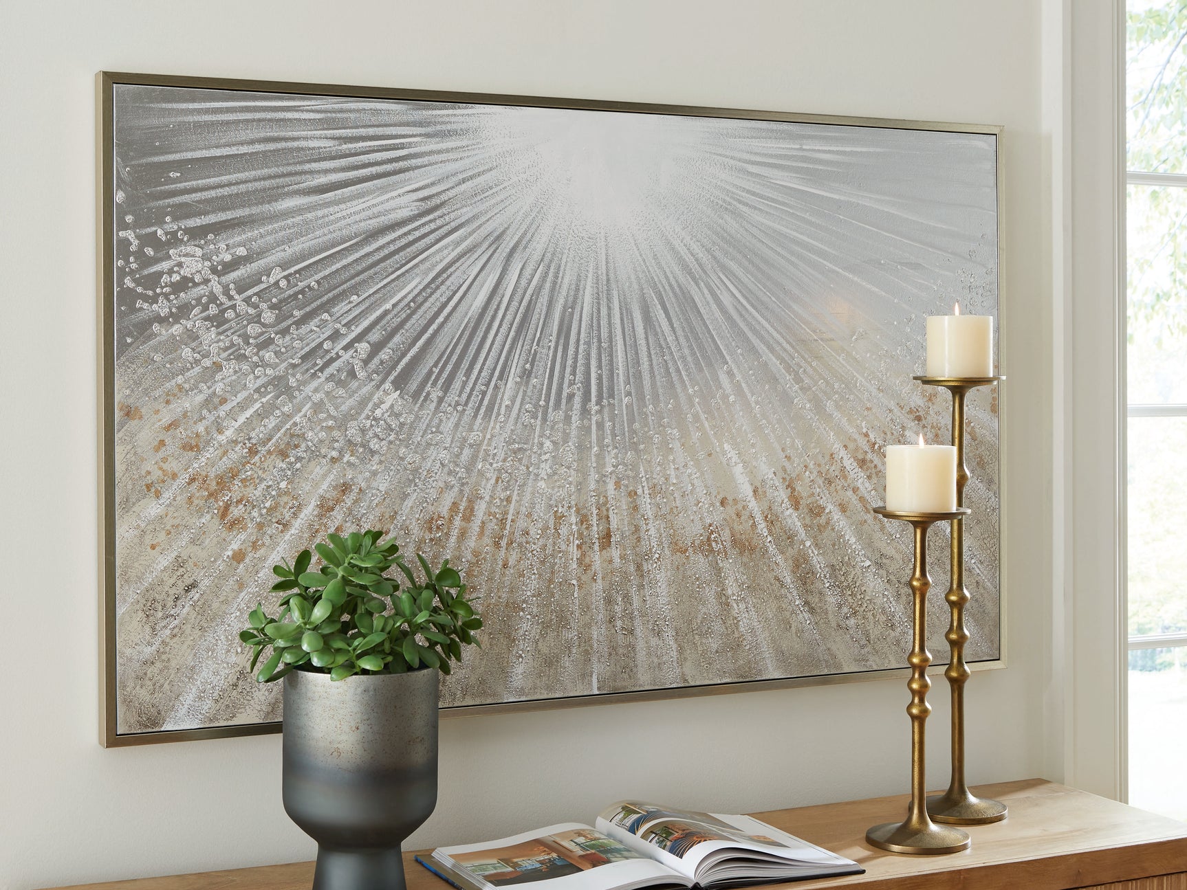 Waldard Gray/Taupe/White Wall Art - Ornate Home