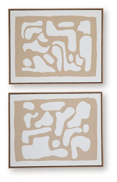 Waldett Beige/White Wall Art Set - Ornate Home