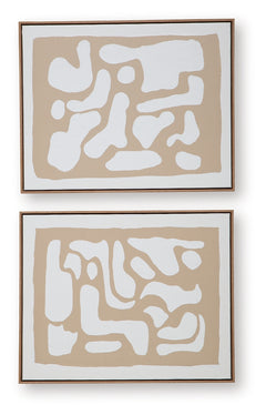 Waldett Beige/White Wall Art Set - Ornate Home