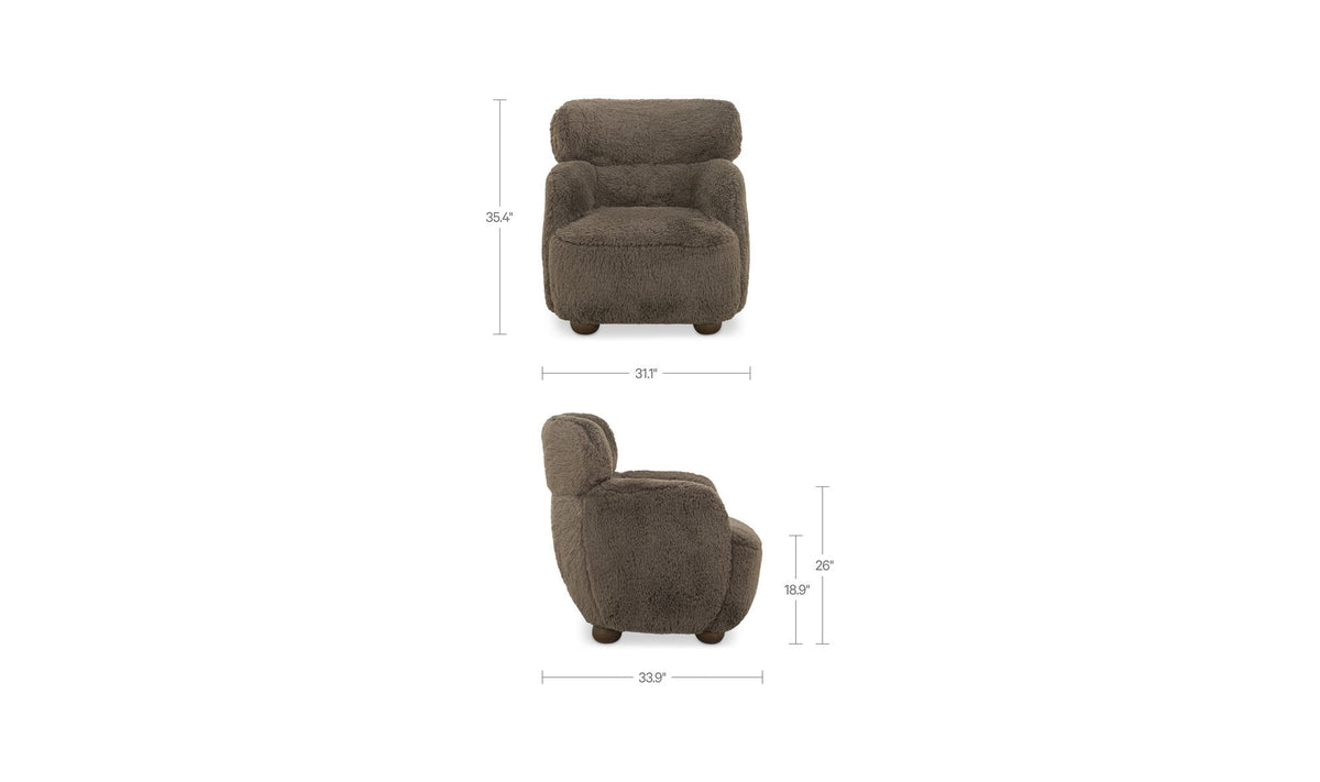 Wales Light Brown Faux Fur Accent Chair - Ornate Home