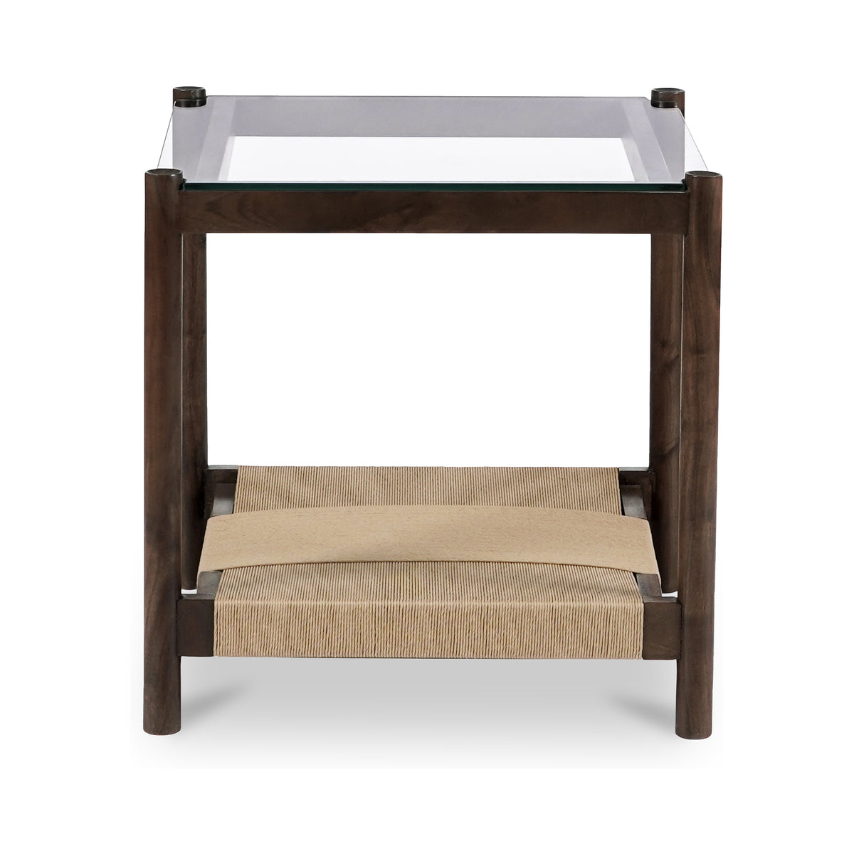 Walker Clear/Brown/Walnut Side Table - Ornate Home