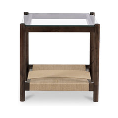 Walker Clear/Brown/Walnut Side Table - Ornate Home