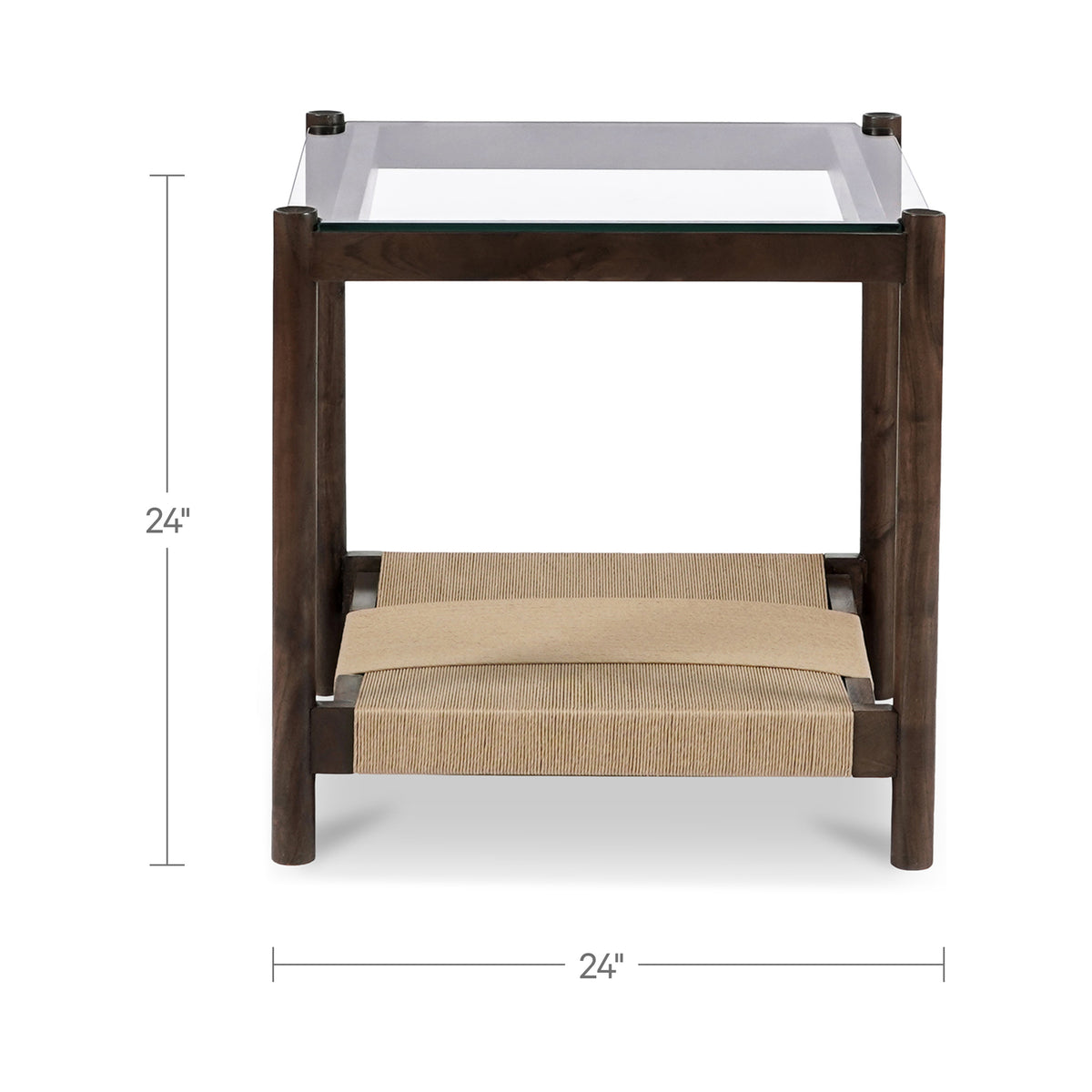 Walker Clear/Brown/Walnut Side Table - Ornate Home