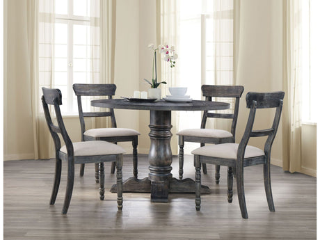 Wallace Weathered Gray Round Pedestal Dining Table - Ornate Home