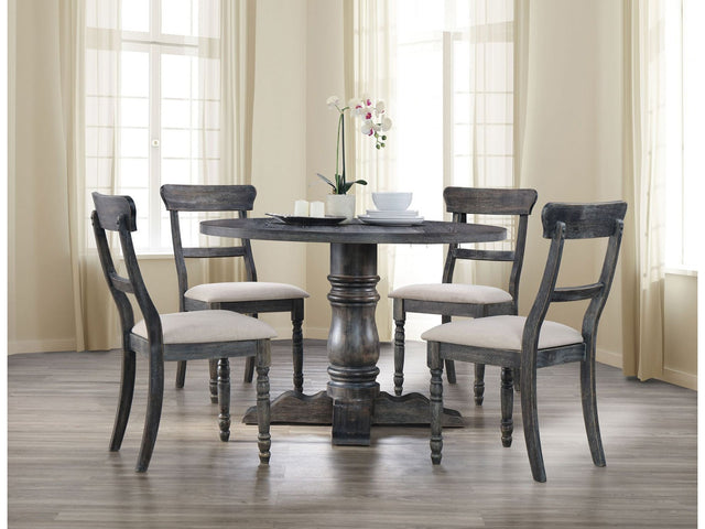 Wallace Weathered Gray Round Pedestal Dining Table - Ornate Home