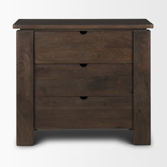 Wallen Dark Brown Solid Wood 3 Drawer Accent Cabinet - Ornate Home