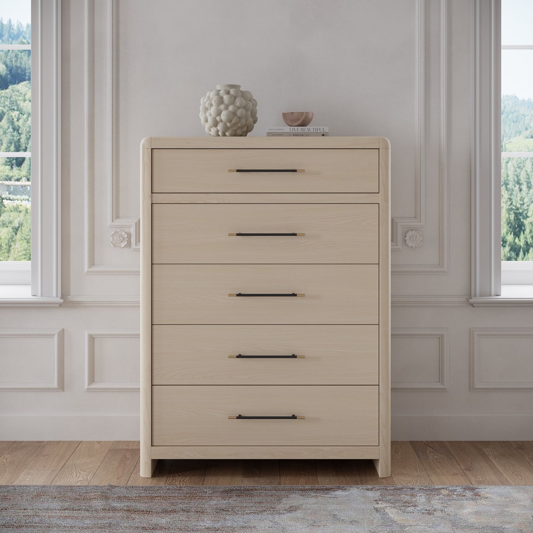 Wallen White Sand 5 Drawer Chest - Ornate Home