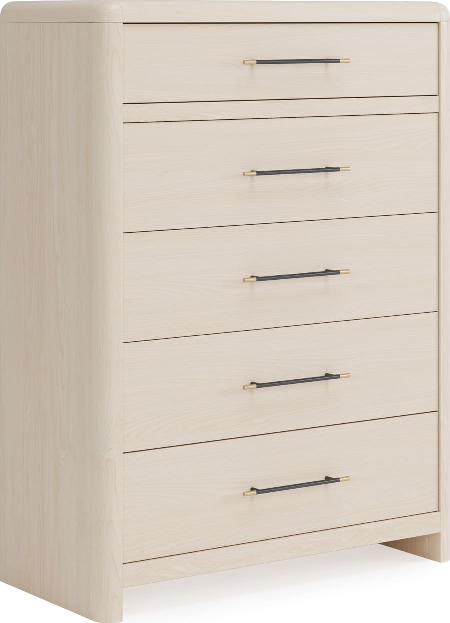Wallen White Sand 5 Drawer Chest - Ornate Home