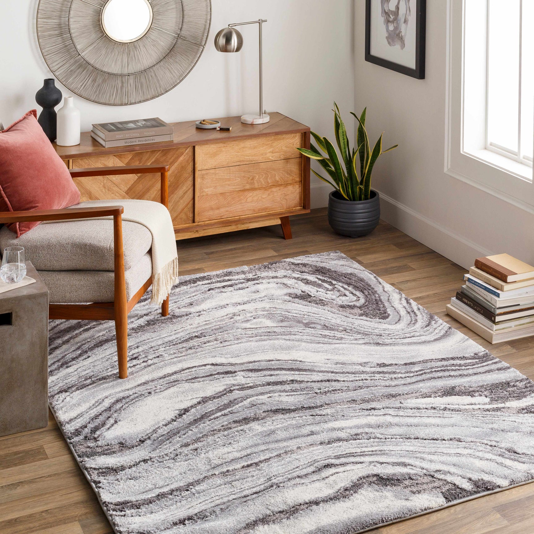Walloon Gray Marble Thick Rug - Clearance - Ornate Home