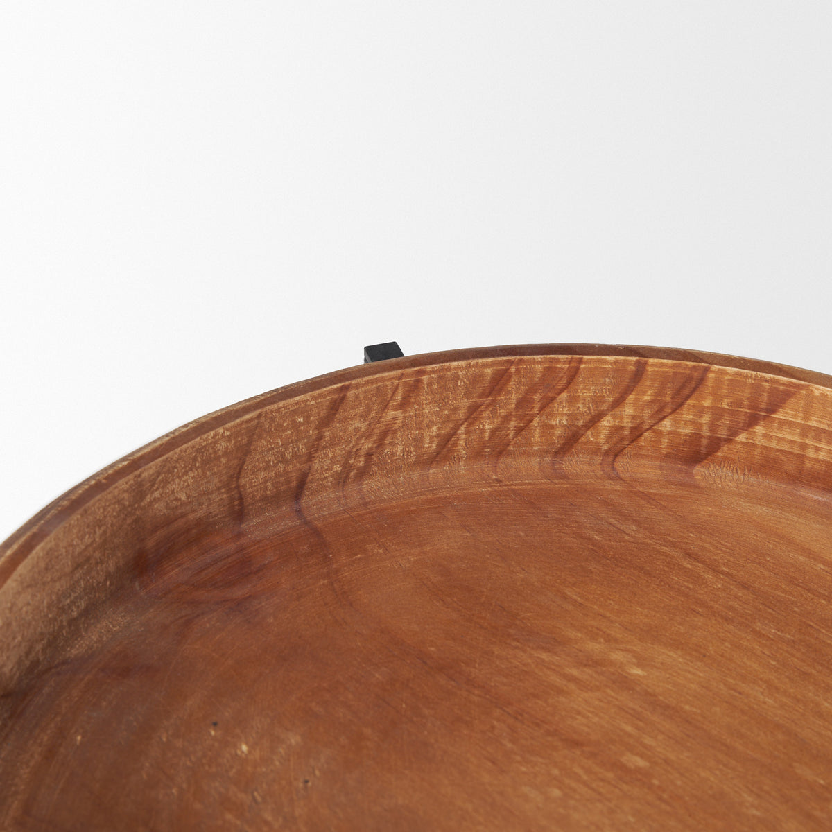 Wally Medium Brown/Matte Black Round Wood Metal Stand Trays - Ornate Home