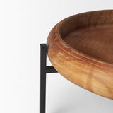 Wally Medium Brown/Matte Black Round Wood Metal Stand Trays - Ornate Home