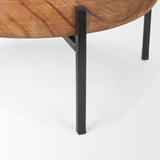 Wally Medium Brown/Matte Black Round Wood Metal Stand Trays - Ornate Home