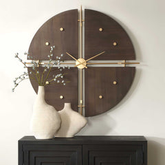 Walnut Elegance Brown/Gold Wall Clock - Ornate Home