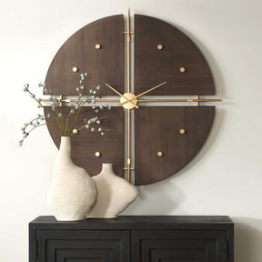 Walnut Elegance Brown/Gold Wall Clock - Ornate Home