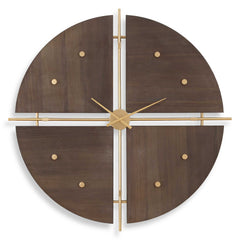 Walnut Elegance Brown/Gold Wall Clock - Ornate Home