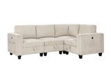 Walterboro Beige 4-Piece Sectional with Storage Pouches - Ornate Home