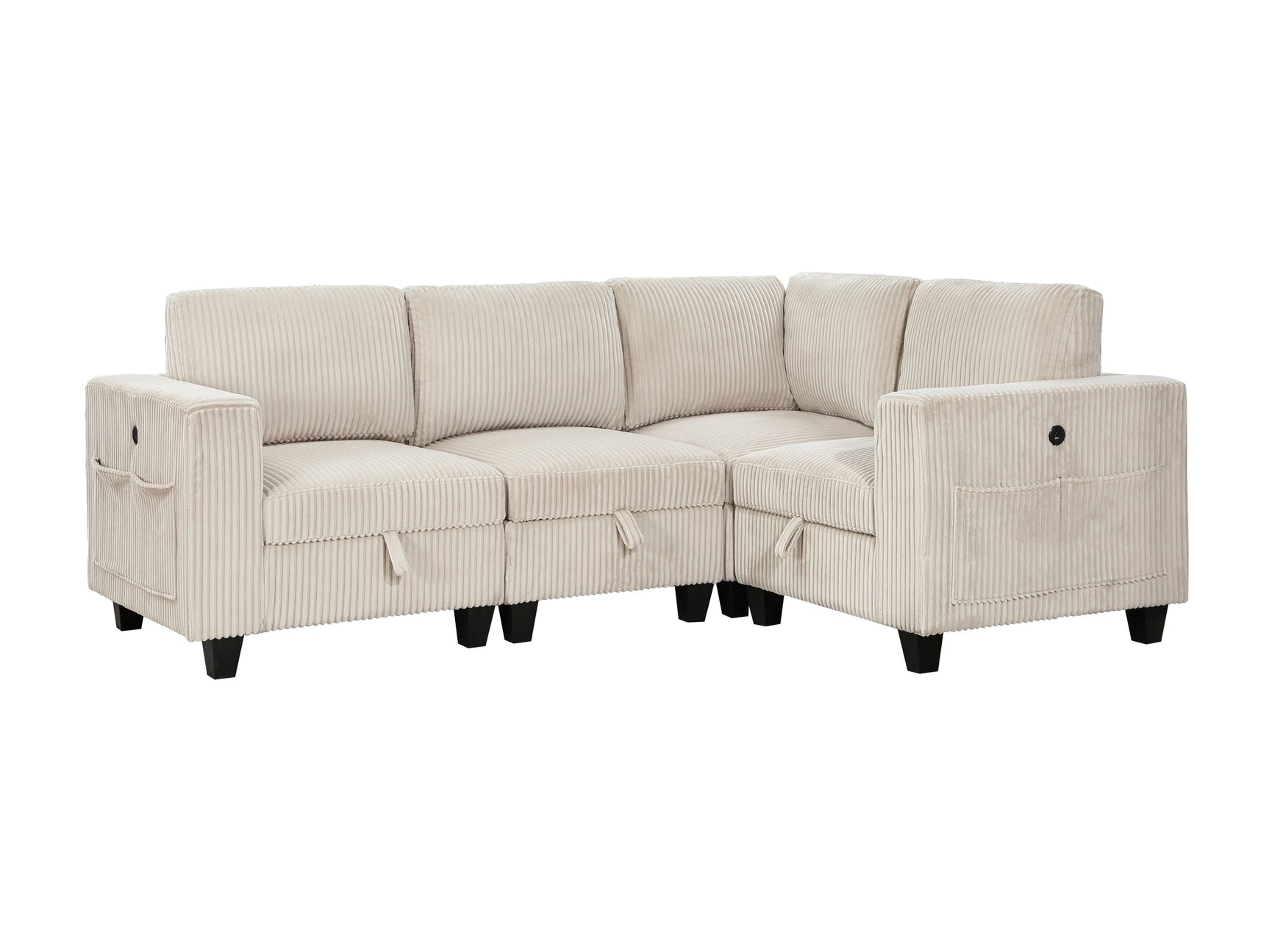 Walterboro Beige 4-Piece Sectional with Storage Pouches - Ornate Home