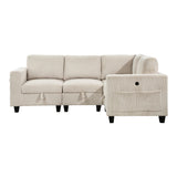 Walterboro Beige 4-Piece Sectional with Storage Pouches - Ornate Home
