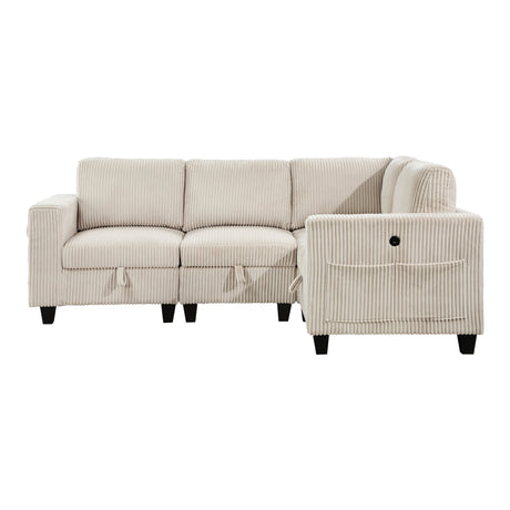 Walterboro Beige 4-Piece Sectional with Storage Pouches - Ornate Home