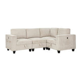 Walterboro Beige 4-Piece Sectional with Storage Pouches - Ornate Home