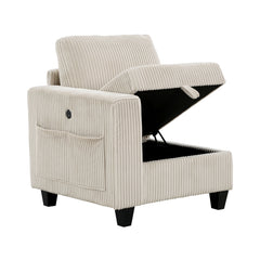 Walterboro Beige 4-Piece Sectional with Storage, Storage Pouches and Charging Ports - Ornate Home