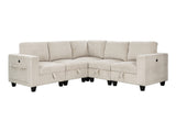Walterboro Beige 5-Piece Sectional with Storage Pouches - Ornate Home