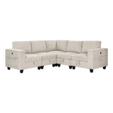 Walterboro Beige 5-Piece Sectional with Storage Pouches - Ornate Home