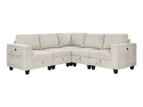 Walterboro Beige 5-Piece Sectional with Storage, Storage Pouches and Charging Ports - Ornate Home