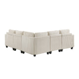 Walterboro Beige 5-Piece Sectional with Storage, Storage Pouches and Charging Ports - Ornate Home