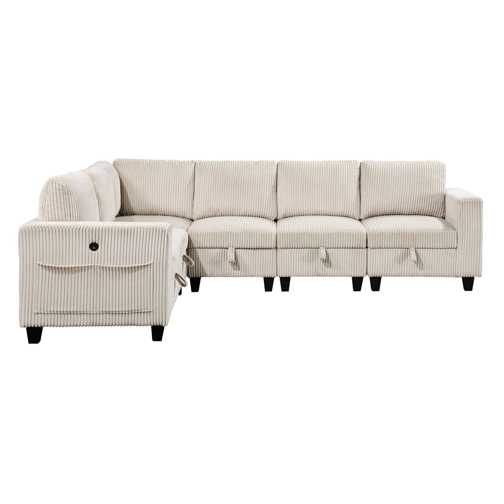 Walterboro Beige 6-Piece Sectional with Storage Pouches - Ornate Home