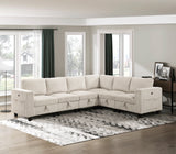 Walterboro Beige 6-Piece Sectional with Storage Pouches - Ornate Home
