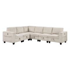 Walterboro Beige 6-Piece Sectional with Storage Pouches - Ornate Home