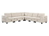 Walterboro Beige 7-Piece Sectional with Storage Pouches - Ornate Home