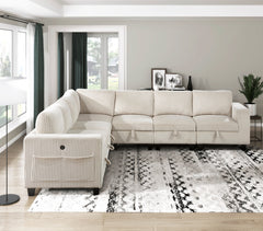 Walterboro Beige 7-Piece Sectional with Storage Pouches - Ornate Home
