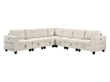 Walterboro Beige 7-Piece Sectional with Storage, Storage Pouches and Charging Ports - Ornate Home