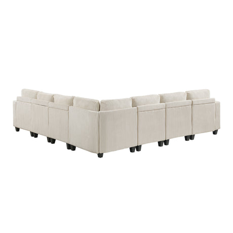 Walterboro Beige 7-Piece Sectional with Storage, Storage Pouches and Charging Ports - Ornate Home