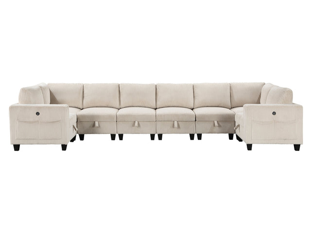 Walterboro Beige 8-Piece Sectional with Storage Pouches - Ornate Home