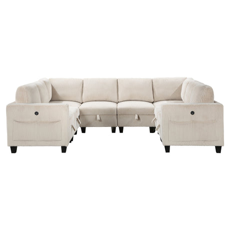 Walterboro Beige 8-Piece Sectional with Storage Pouches - Ornate Home