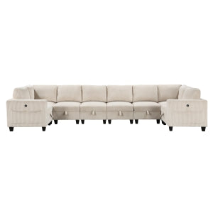 Walterboro Beige 8-Piece Sectional with Storage Pouches - Ornate Home