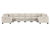 Walterboro Beige 8-Piece Sectional with Storage, Storage Pouches and Charging Ports - Ornate Home