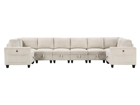 Walterboro Beige 8-Piece Sectional with Storage, Storage Pouches and Charging Ports - Ornate Home