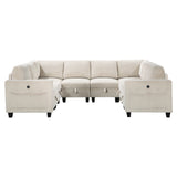 Walterboro Beige 8-Piece Sectional with Storage, Storage Pouches and Charging Ports - Ornate Home