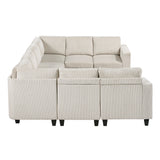 Walterboro Beige 8-Piece Sectional with Storage, Storage Pouches and Charging Ports - Ornate Home