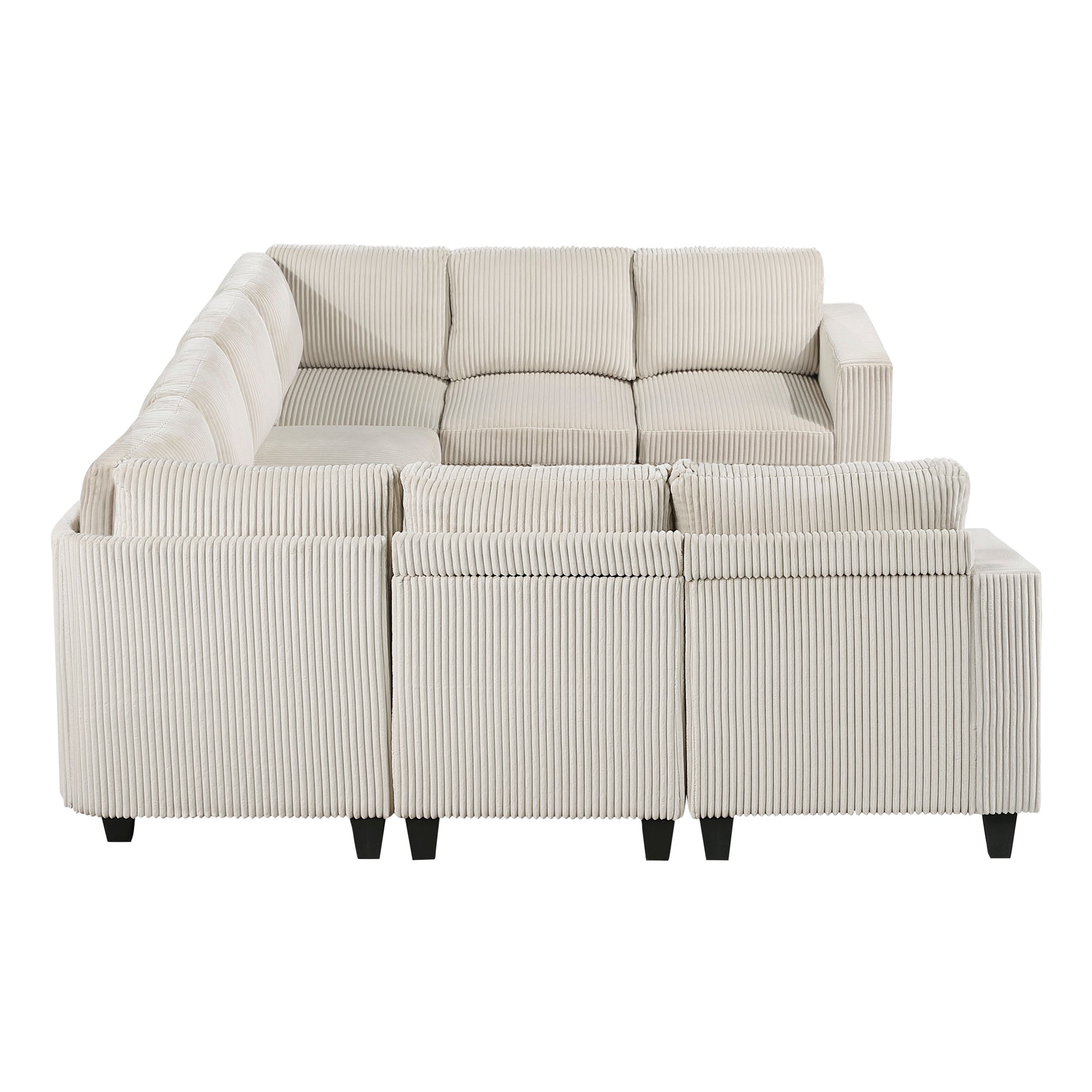 Walterboro Beige 8-Piece Sectional with Storage, Storage Pouches and Charging Ports - Ornate Home