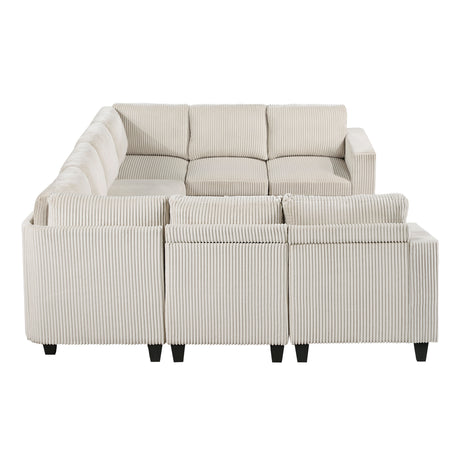 Walterboro Beige 8-Piece Sectional with Storage, Storage Pouches and Charging Ports - Ornate Home