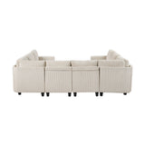 Walterboro Beige 8-Piece Sectional with Storage, Storage Pouches and Charging Ports - Ornate Home